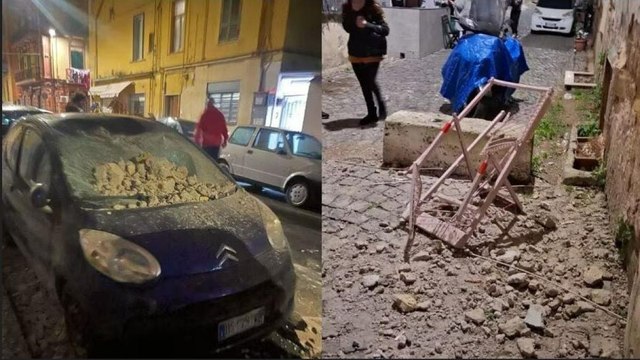 I danni per le strade a Pozzuoli e Bagnoli dopo il terremoto ai Campi Flegrei
