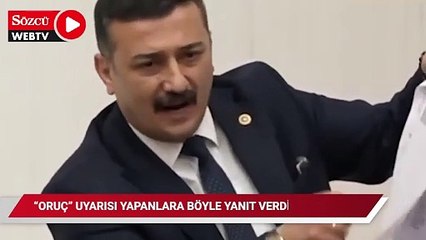 Meclis kürsüsünde su içen milletvekili, "Oruç" uyarısı yapanlara böyle cevap verdi