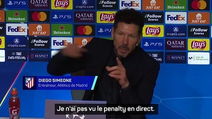 Simeone : "Levez la main si vous avez vu le double contact d'Alvarez !"