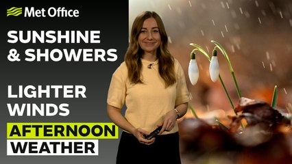 Met Office Afternoon Weather Forecast 13/03/2025 - Wintry showers in the east