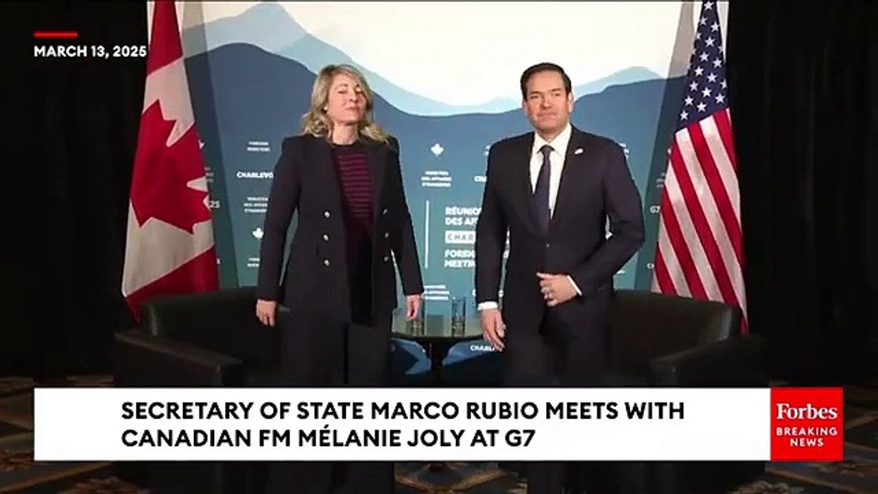 Secretary Of State Marco Rubio Meets With Canadian FM Mélanie Joly At G7 As US-Canada Trade War Intensifies