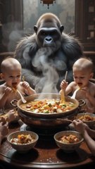 Both children are eating and eating well