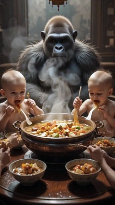 Both children are eating and eating well