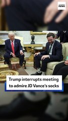 Trump interrupts meeting to admire JD Vance’s socks