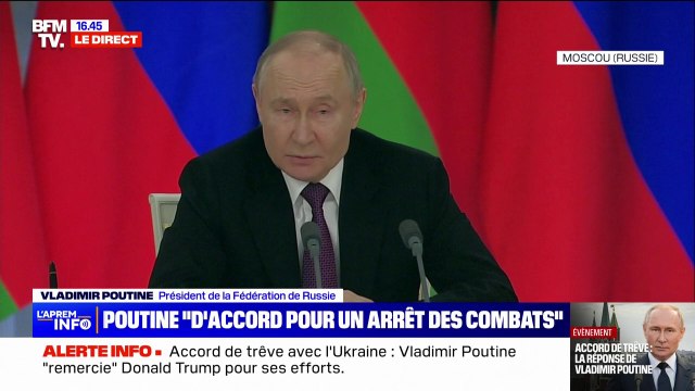 Guerre en Ukraine: Nous avons quelques réserves , déclare Vladimir Poutine à propos d'une trêve