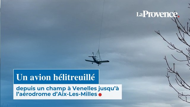 Un avion hélitreuillé d'un champ à Venelles jusqu'à l'aérodrome d'Aix-Les-Milles