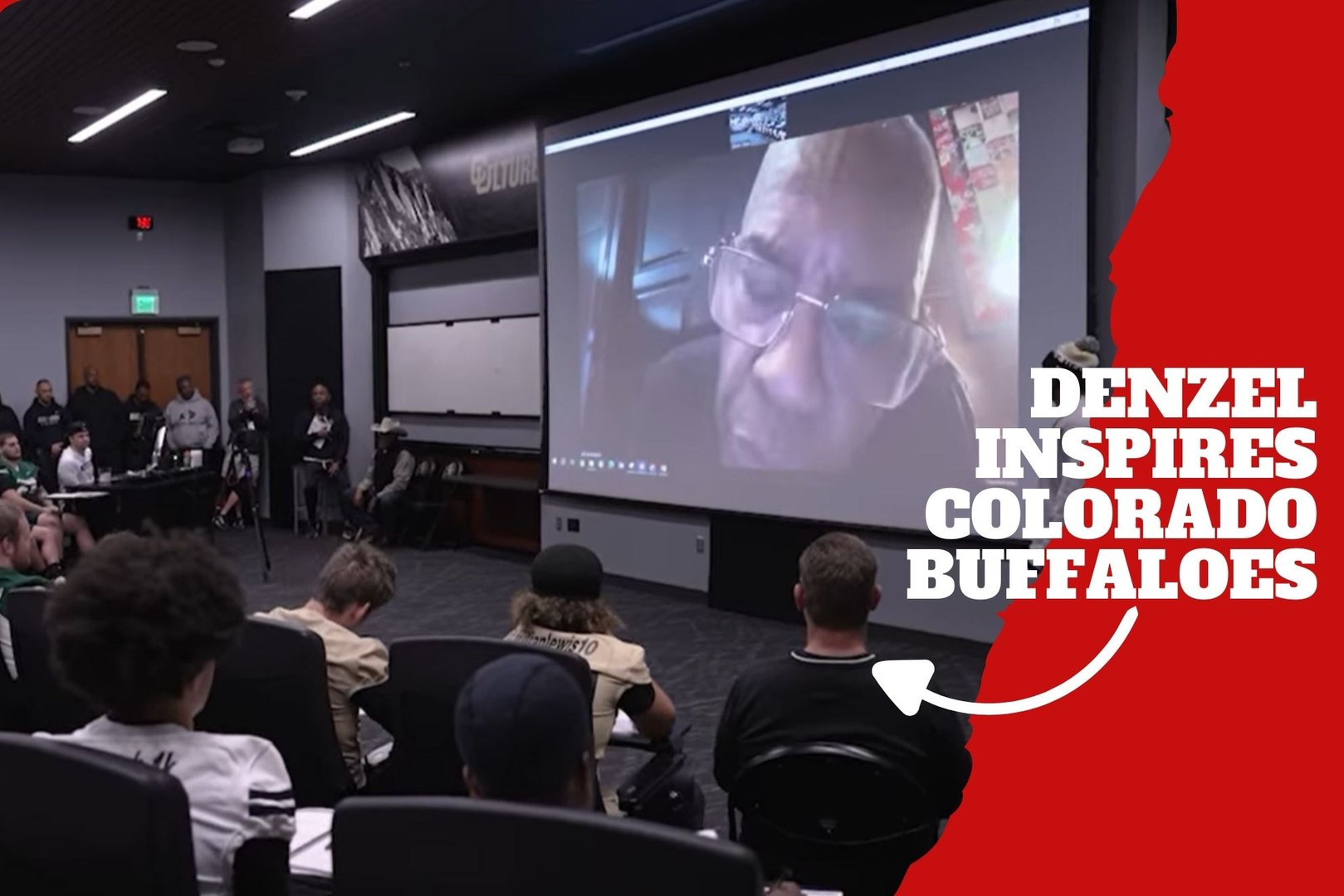 Team Meeting! Denzel Washington surprises Coach Primetime ' s meeting sharing wisdom