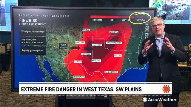 Extreme risk for wildfires and dust storms in the Southern Plains this Friday