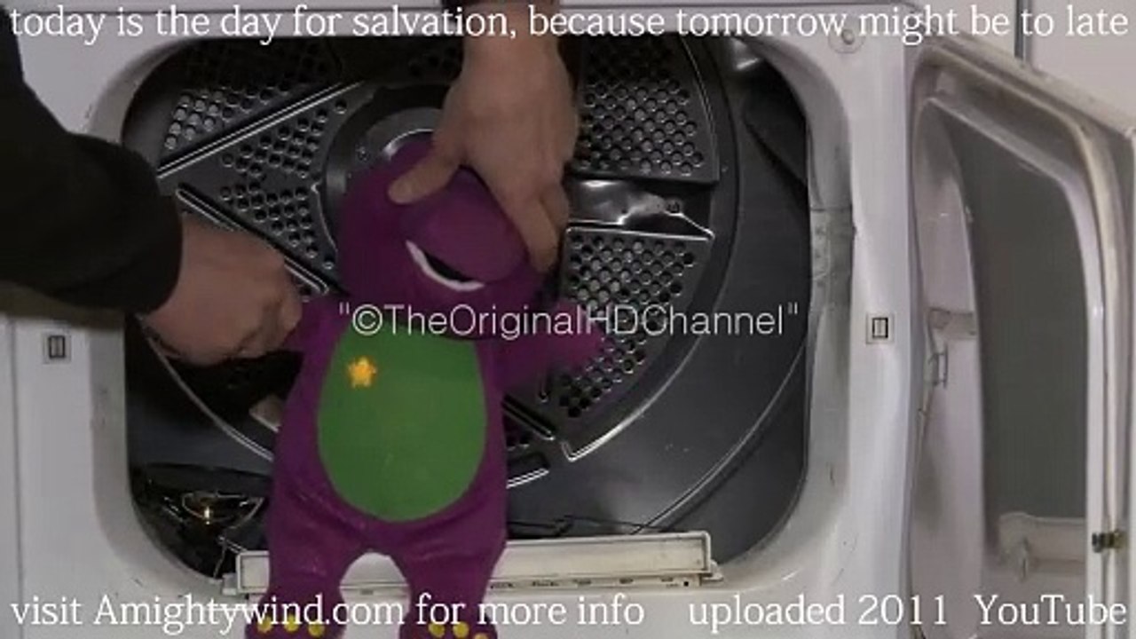 Barney gets beat up in the dryer