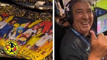 Carlos Reinoso conmovido tras verse en el tifo de los históricos de América previo a la goleada a Chivas