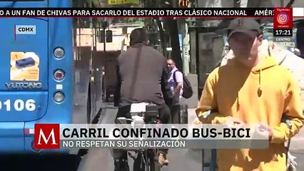Ciclistas denuncian que automóviles no respetan señalización del carril confinado bus-bici en CdMx