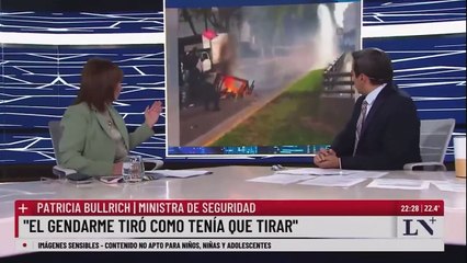 Bullrich tratando de explicar la agresión policial a Grillo