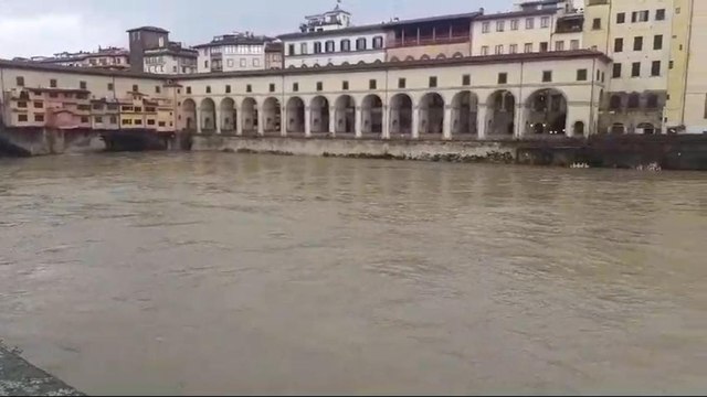 L'Arno in piena a Firenze. Le immagini da Ponte Vecchio per l'allerta maltempo