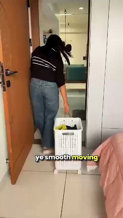 DecorTwist® Foldable Laundry Basket for Clothes (Size: 27 * 36 * 49 cm) | Plastic Laundry Bag for Bathroom | Washing Clothes Storage Basket with Wheel | Toy Storage Organizer (White)