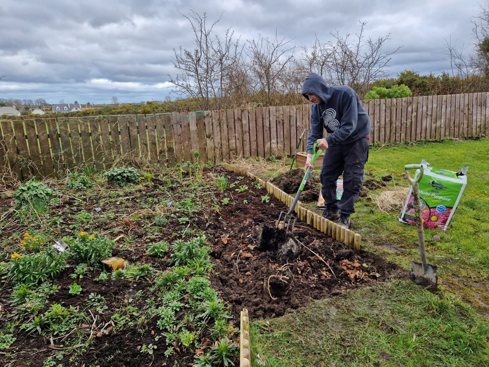 Creating a flower and vegetable patch bed by amending tough clay soil - Gardening with Brendan