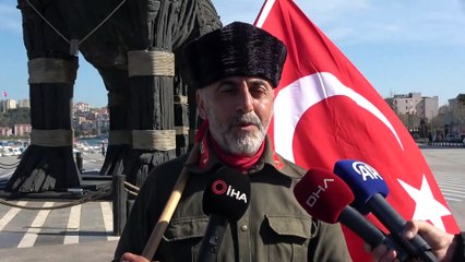 Şehitler için İstanbul'dan yola çıkan gazi torunu, Çanakkale'ye ulaştı