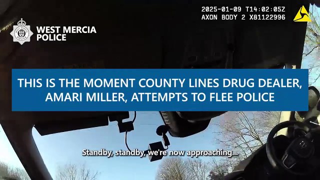 The moment a county lines drug dealer attempted to flee from police
