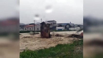 Maltempo in Toscana: il torrente Tora all'altezza del ponte mediceo a collesalvetti