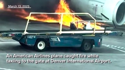 American Airlines flight catches fire at Denver airport