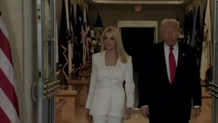 Trump cracks a joke about his own portrait before DOJ speech