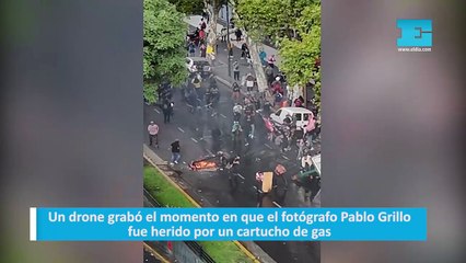Un drone grabó el momento en que el fotógrafo Pablo Grillo fue herido por un cartucho de gas