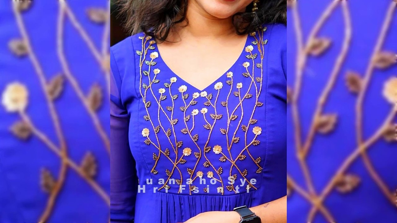 thread embroidery design /Hand embroidery neck design