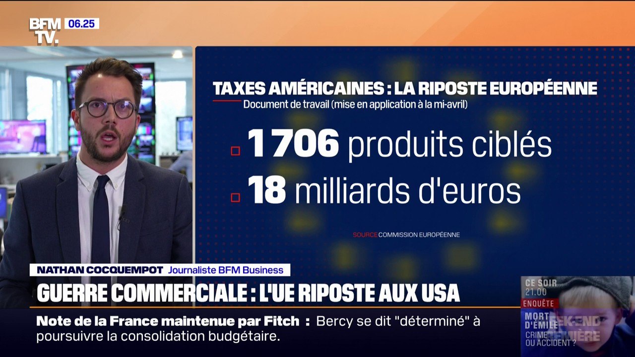 Jeans, cafés, motos... L'Europe dévoile une liste de 1.706 produits américains qui vont être taxés pour riposter à la hausse des droits de douanes