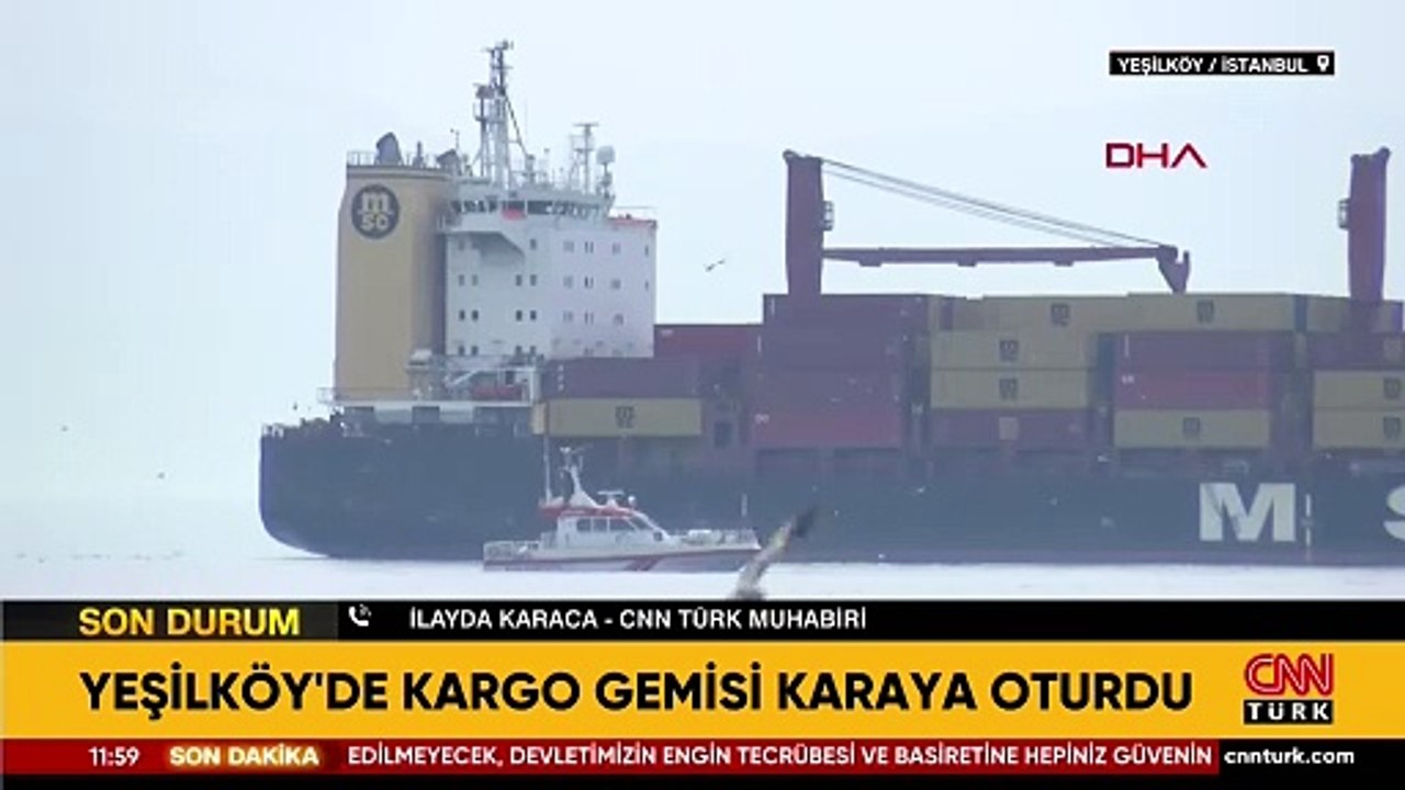 Yeşilköy'de kargo gemisi karaya oturdu! Kurtarma çalışmaları başlatıldı...