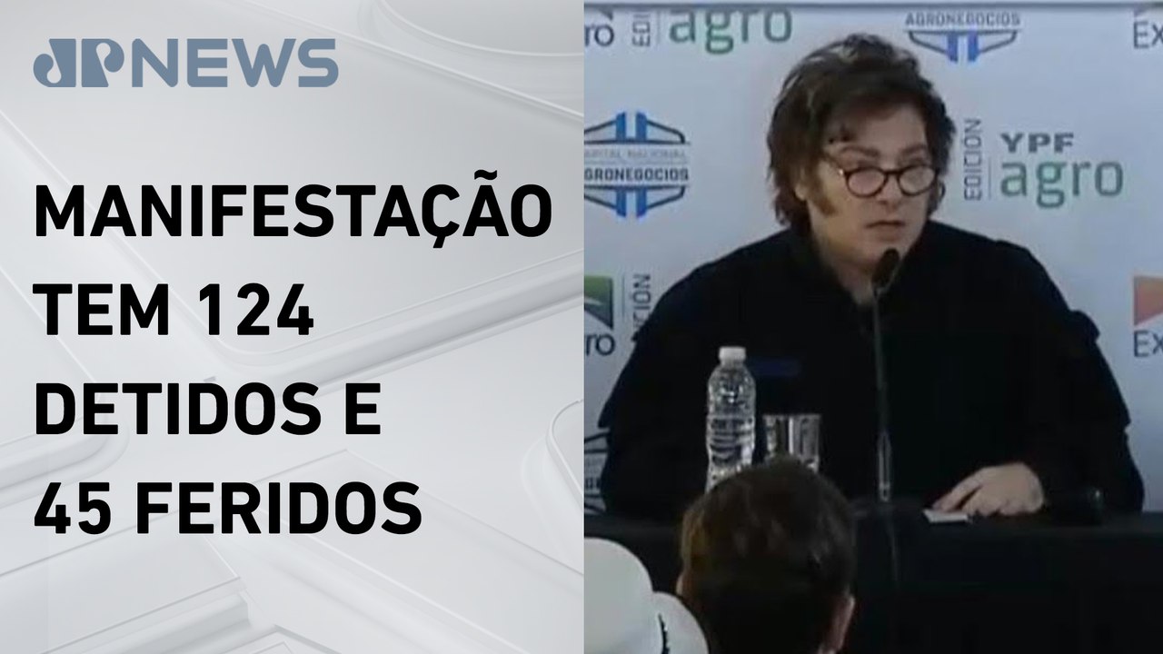 Milei promete prender por distúrbios na rua após protesto de aposentados e torcedores