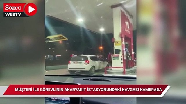 Bursa'da müşteri ile görevlinin akaryakıt istasyonundaki kavgası kamerada