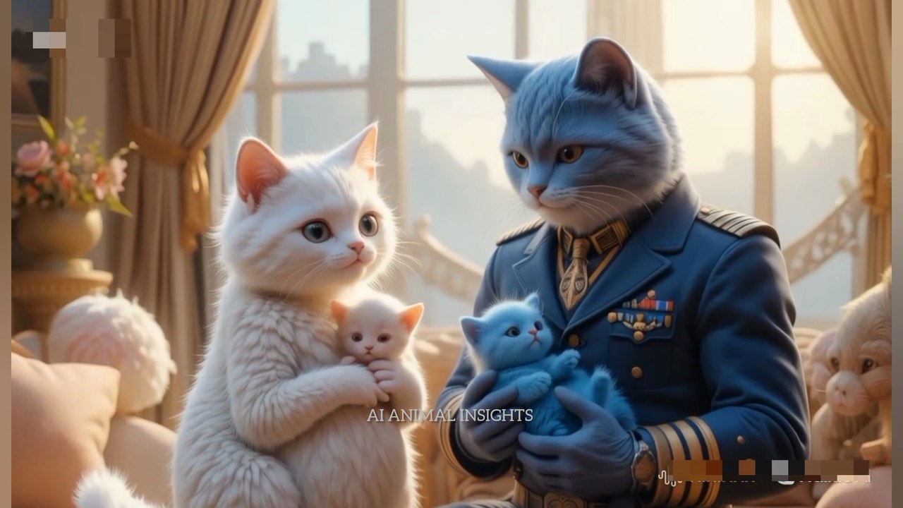 White pregnant Cat"A Heartwarming Journey: The Pregnant White Cat, Her Loving Husband & Their Newborn Kittens"#aianimils