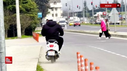 Düzce'de yaya geçidini kullanan motosikletlere ceza yağdı