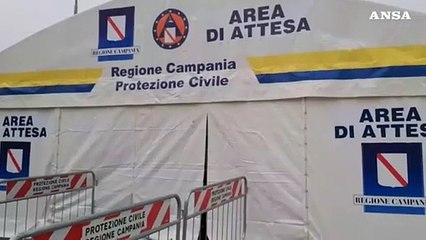 Campi Flegrei, l'area di attesa allestita presso l'ex base Nato di Bagnoli
