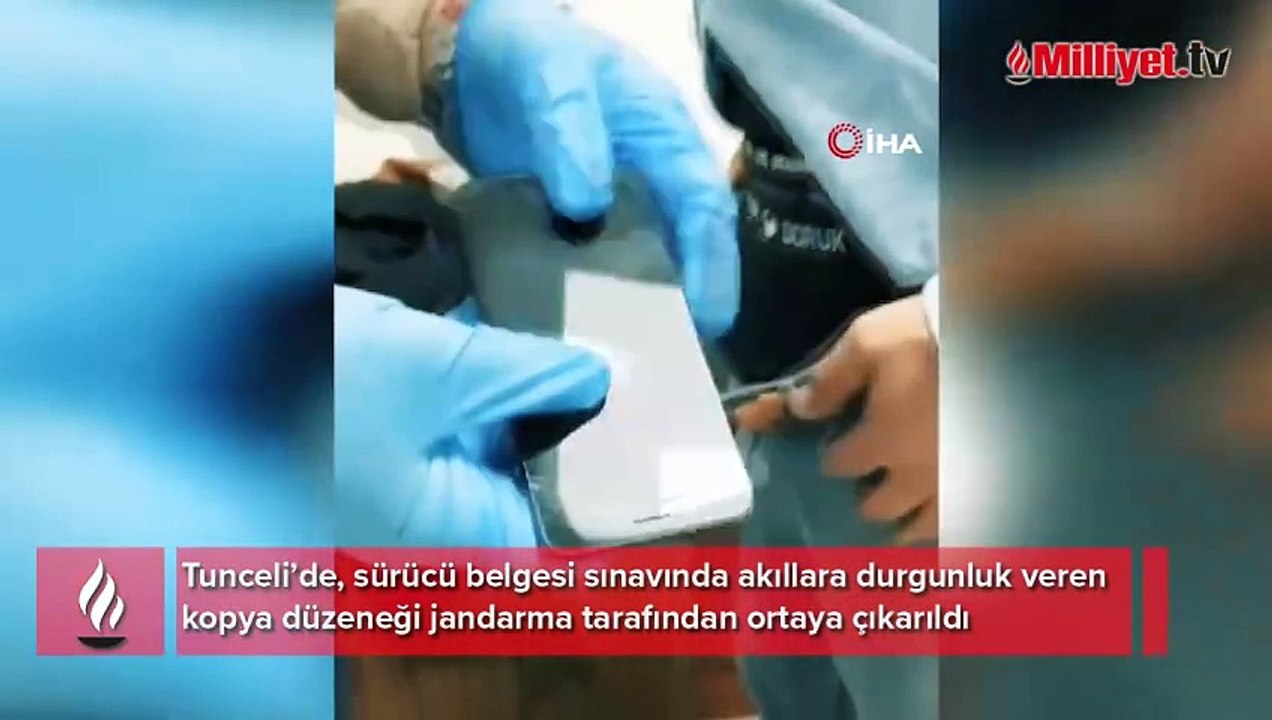 Ehliyet sınavında akıllara durgunluk veren kopya düzeneği