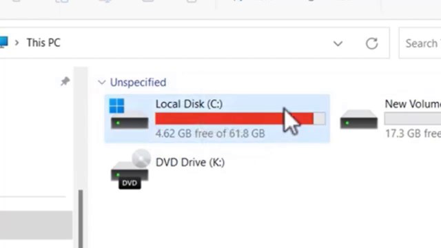 Solved - C drive red bar low disk space On Windows 11 / 10 / 8 / 7