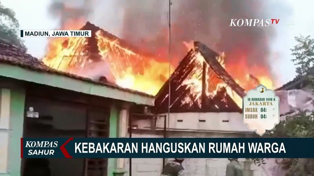 Kebakaran Hanguskan Rumah Warga di Madiun, 3 Unit Mobil Damkar Dikerahkan
