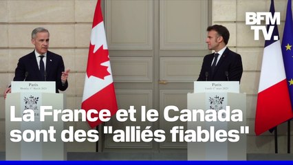 Les allocutions d'Emmanuel Macron et du nouveau Premier ministre canadien Mark Carney en intégralité