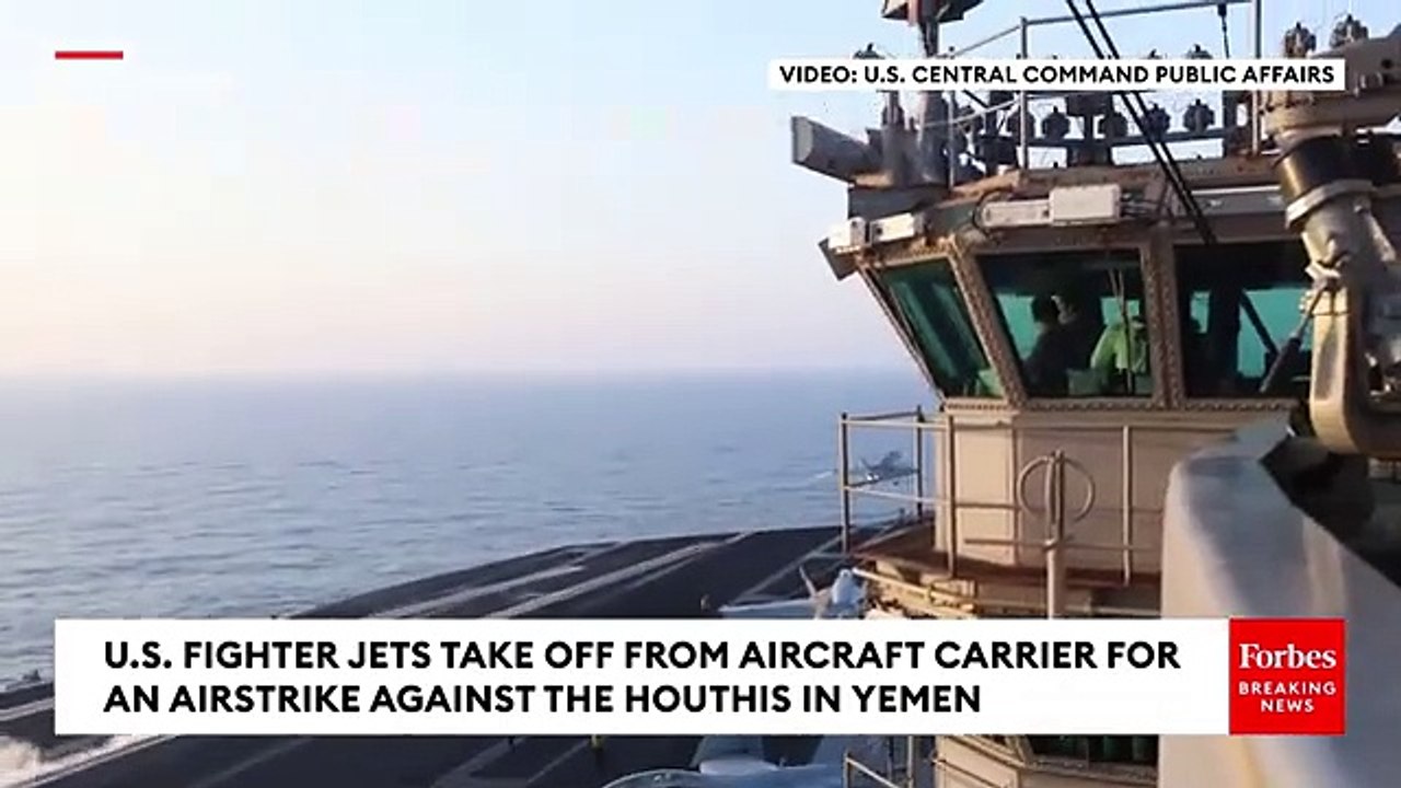 NEW VIDEO: U.S. Fighter Jets Take Off To Conduct An Airstrike Against The Houthis In Yemen