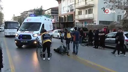 Tamirhane önünde motosiklet kazası