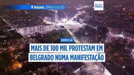 Manifestação contra Vučić junta mais de 100.000 pessoas em Belgrado