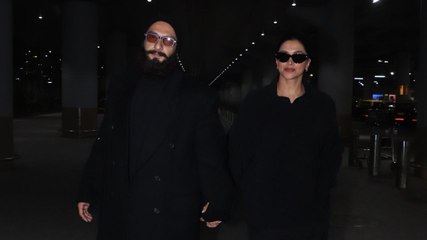 Ranveer Singh-Deepika Padukone twin in all black at the airport. Watch