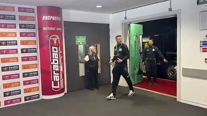 Newcastle United arrive at Wembley ahead of the Carabao Cup final v Liverpool