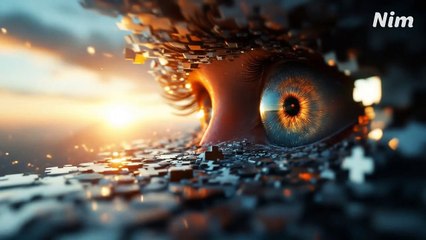 Digital Eye fragmented memories coalesce into a vivid human eye