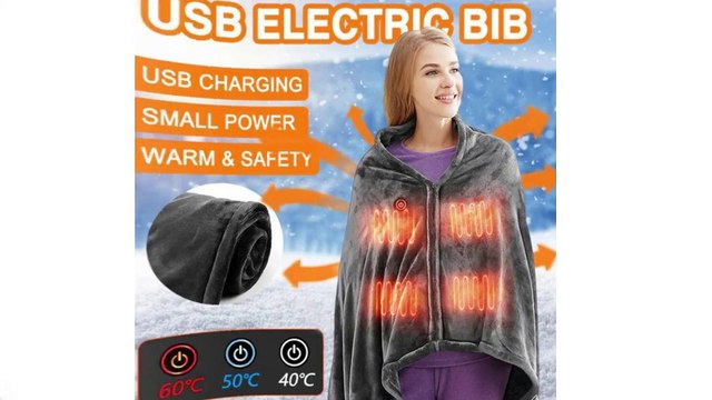 Winter Flannel Heated Blanket Cold Protection Body Warmer Usb Shawl