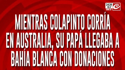 Mientras Colapinto estaba en Australia, su papá llegaba a Bahía Blanca con donaciones