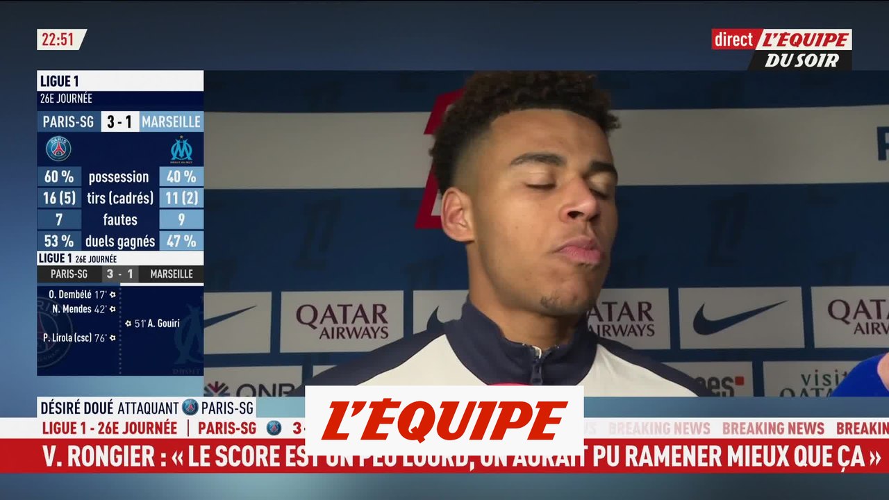 Désiré Doué, après la victoire contre l'OM : « Il faut remercier le coach » - Foot - Ligue 1 - PSG