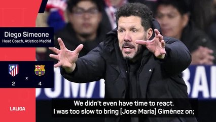 Atletico lacked strength at end of Barcelona defeat - Simeone