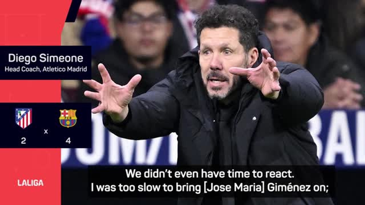 Atletico lacked strength at end of Barcelona defeat - Simeone