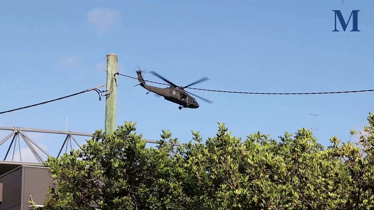 Helicopter taking off from WIN Stadium during ADF training | Illawarra Mercury | March 17, 2025