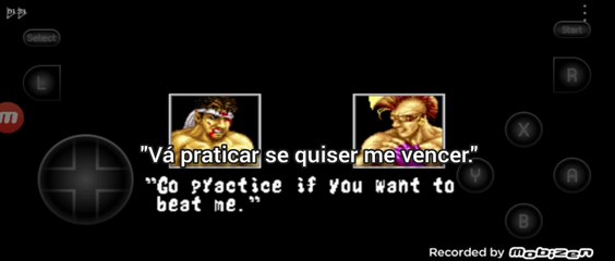 Fatal Fury Joe Higashi vs Duck King fala de vitória do Duck King traduzida para o português
